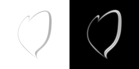 Glowing heart outline on transparent and black background

