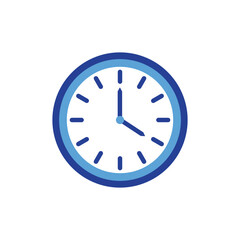 Time clock icon Schedule  vector . Blue wall clock line icon. Wall clock vector icon , linear style. Clock icon in trendy flat style isolated on white background