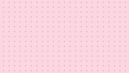 A classic pink vector background with perfectly aligned, equally-sized polka dots, ideal for clean and retro designs.