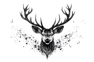 deer head silhouette, concept design tattoo