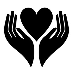 Obraz premium Compassionate Hands Gently Holding a Heart Symbol Black Silhouette Icon Graphic