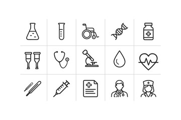Medical Icons Set Laboratory Healthcare and Medical Symbols