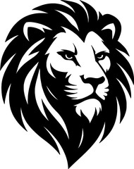 Regal Lion Head Silhouette - Majestic Feline Design