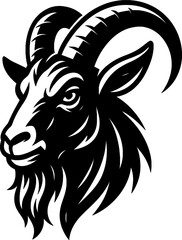 Powerful Ram Head Silhouette - Bold Horned Animal Design