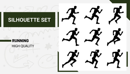 Fototapeta premium Unique and high quality Running Silhouette set