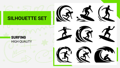 Unique and high quality surfing Silhouette set