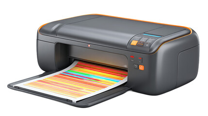 Gray And Orange Inkjet Printer Printing Colorful Pattern