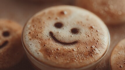 Foam smiley faces in coffee