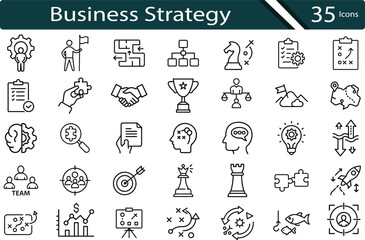 Business Strategy and Leadership Icons for High Impact Planning, Innovation, and Growth.