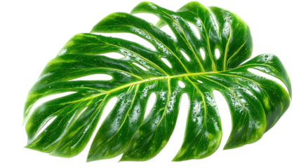 Green Plant Leaf With Gold Sparkle Texture On Transparent Background