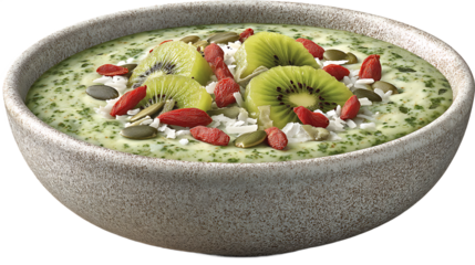Green Smoothie Bowl with Kiwi, Goji Berries and Pumpkin Seeds