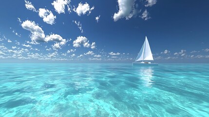 Sailboat on calm turquoise ocean