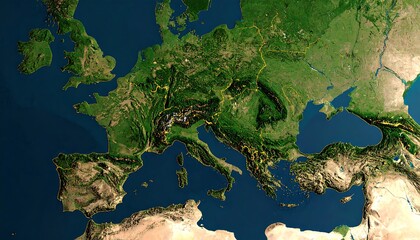Detailed satellite map of Europe