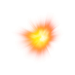 Explosion fire effect with glowing center on transparent background
