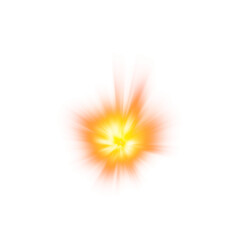 Explosion fire effect with glowing center on transparent background
