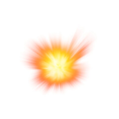 Explosion fire effect with glowing center on transparent background
