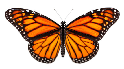 Naklejka premium Orange Butterfly With Black Veins On Transparent Background