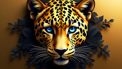 Leopard Eyes with Gold Leaf Texture – Abstract Wild Animal Close-Up Art