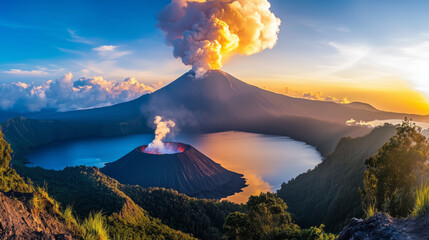 Panorama of active volcano for wallpaper
