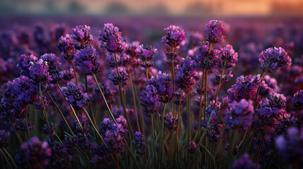 Lavender in soft evening light with bokeh background