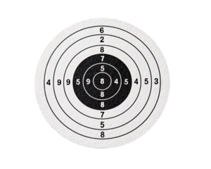 Circular Paper Target with Concentric Rings and Numbered Scoring Zones, PNG