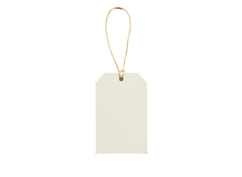 Blank kraft paper gift tag with string and clip isolated on transparent background