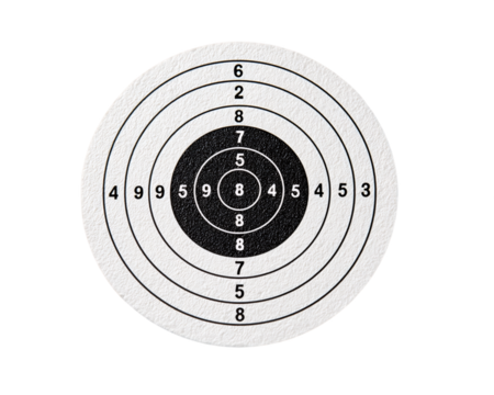 Circular Paper Target with Concentric Rings and Numbered Scoring Zones, PNG