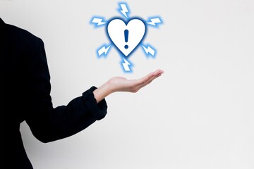 Psychist pain psychology concept showing a heart symbol with exclamation and lightning,...