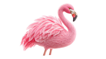 Fototapeta premium Pink Flamingo With Detailed Feathers On Transparent Background