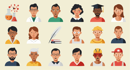 Multicultural diverse avatars – male and female characters with varied hairstyles and skin tones.