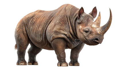 Fototapeta premium Powerful Brown Rhinoceros On Transparent Background