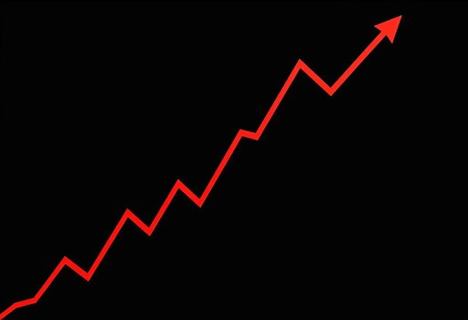Steep downward red line graph on black background depicting falling stock prices,  financial crisis,  wall street
