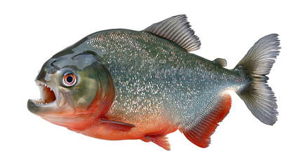 Fototapeta premium Red Bellied Piranha Closeup On Transparent Background