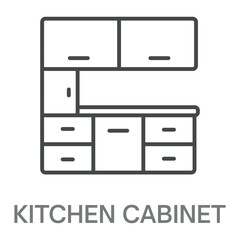 kitchen cabinet Line Icon, Outline Symbol Illustration, Editable Stroke perfect for logos and more