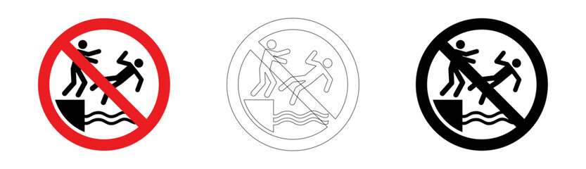 No pushing into water sign in vector format