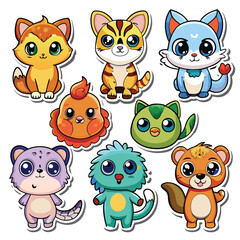 Obraz premium Cute Cartoon Animal Stickers
