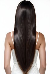 Naklejka premium Back view of a woman with long hair