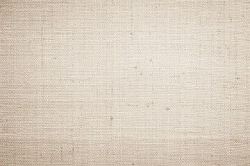 Brown sackcloth woven texture background in natural pattern. Jute hessian burlap, linen background in light beige cream color blank. Weaving canvas fiber line cotton cloth textured as organic.