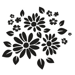 Black and white floral background with decorative flowers and seamless vintage design elements
