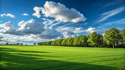 Obraz premium Verdant expanse under a dramatic sky green field