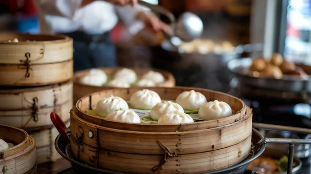 Delicious Xiaolongbao in a bamboo cage [4K]