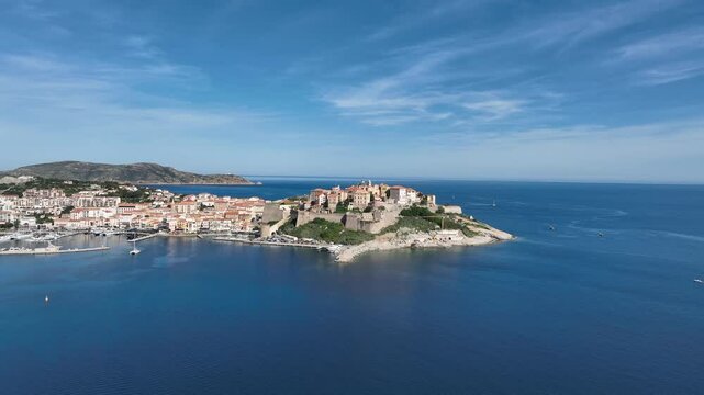Fortified Old Town with Marina Along the Corsican Coastline