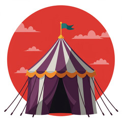 Eerie Circus: Flat Vector Haunted Tent Illustration for Spooky Designs and More.