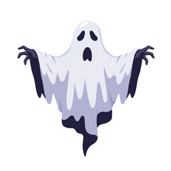 Detailed Ghostly Apparition Vector Illustration Isolated on White Background.