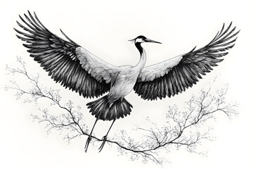 vector illustration of a flying eagle, concept design tattoo