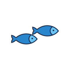 Obraz premium 3D illustration of two simple blue fish swimming representing marine life or aquatic ecosystem isolated on transparent background, png, cutout