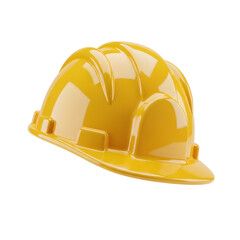 Isolated Yellow Construction Helmet on Transparent Background with Soft Shadows and Glossy Finish Realistic Construction Safety Equipment