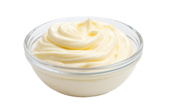 3D Render a bowl of cream with a spoon in it