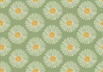 Floral Abstract Seamless Pattern, Suitable for Fashion Design, Decoration, Fabric, Wallpaper and Printing on Green Background
