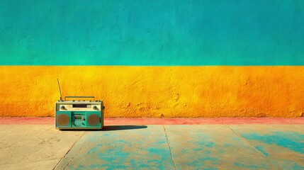 Retro Audio Player Against Vibrant Wall